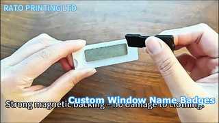উইন্ডো সহ কাস্টম এক্রাইলিক নামের ব্যাজ | ম্যাগনেটিক ব্যাকিং | কাস্টম নাম ব্যাজ