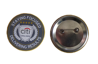 Staff Company Name Badges Tinplate Button Matte Lamination With Safety Pin