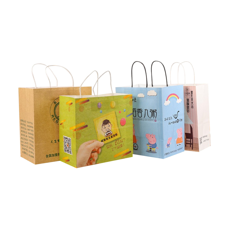 Wholesale Custom Printed Kraft Paper Bags Pacakging For Food Delivery Fctory