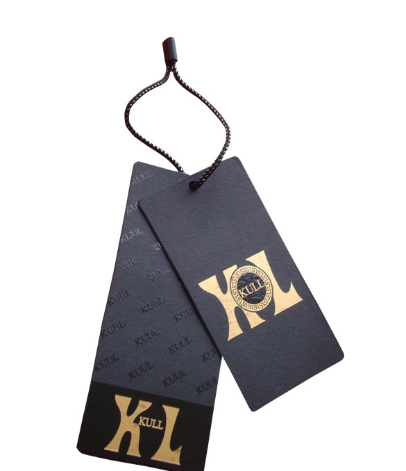 Custom Printed Clothing Labels Paper Hangtags UV Coating Gold Foil Stamping Logo