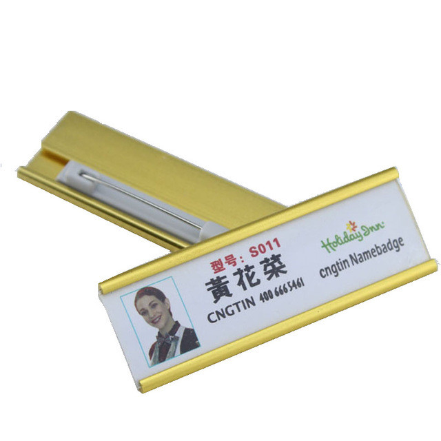 Aluminum Custom Magnetic Name Badges , Engraved Metal Name Tags With Safety Pin