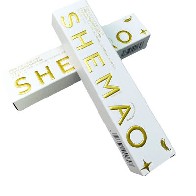 ভালো দাম স্বনির্ধারিত বিলাসবহুল কাগজ মাস্কারা প্যাকেজিং বক্সগুলি সোনার ফয়েল স্ট্যাম্পিং এবং এমবসড লোগো সহ  ⭐ প্রিমিয়াম কাগজ কসমেটিক বক্স প্রস্তুতকারক অনলাইন